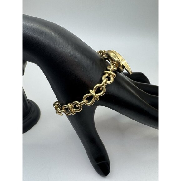 ST. JOHN Gold Tone Chain Link Toggle Bracelet Designer Statement Jewelry 8” - Picture 3 of 6